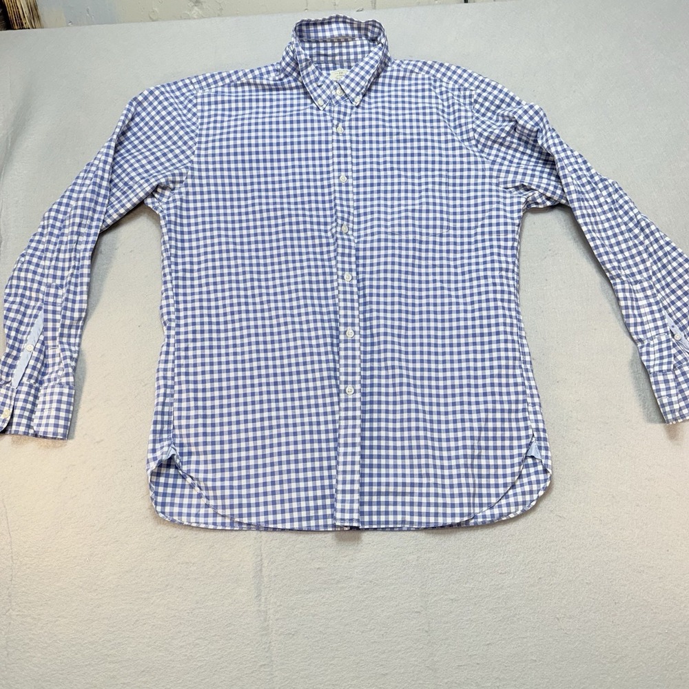 J Crew Shirt Mens Large Blue Plaid Long Sleeve Button Up, 2-ply 100% Cotton Used